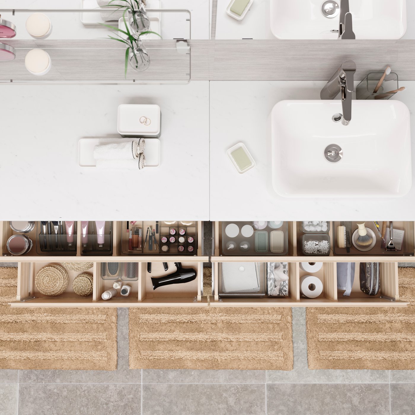 A BROGRUND glass shelf in the bathroom