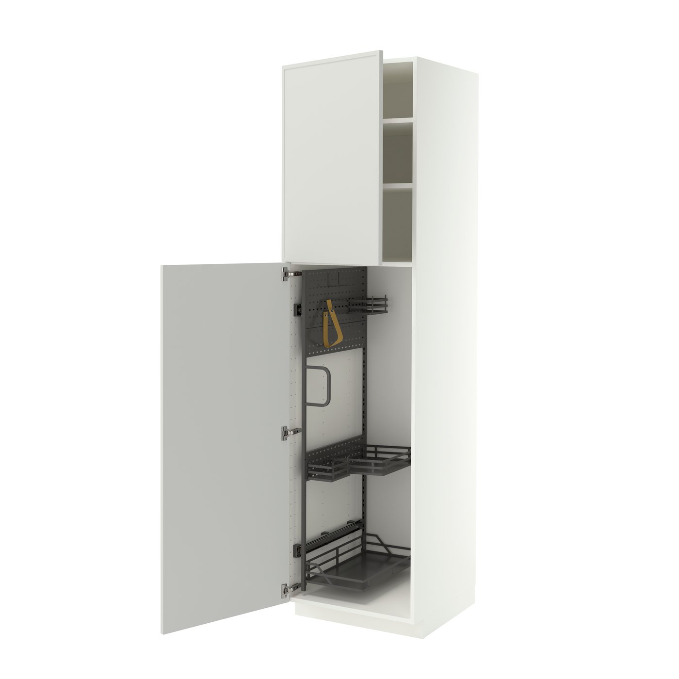 IKEA METOD högskåp med städskåpsinredning, vit/aspudden ljusgrå, 60x60x220 cm