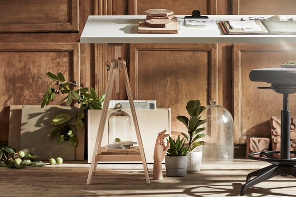 A white/birch LAGKAPTEN desk