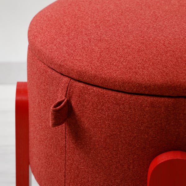 A with storage/Tonerud red FÖRLUNDA pouffe