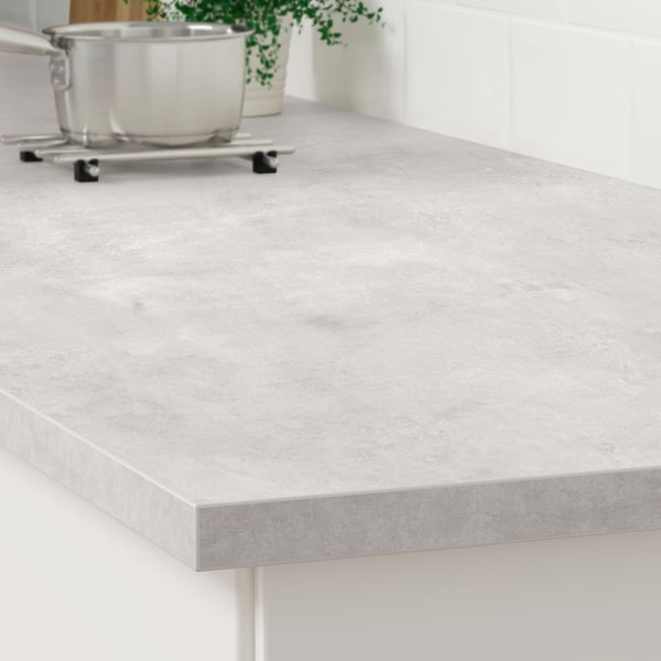 A light grey concrete effect/laminate EKBACKEN worktop