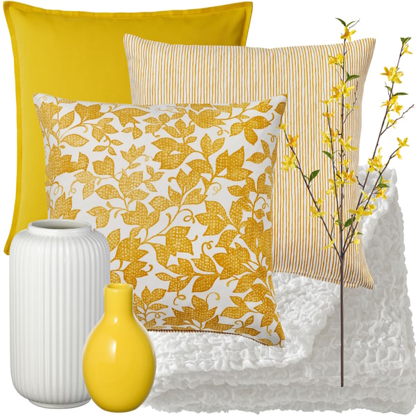 En gul BLODBJÖRK-vase.