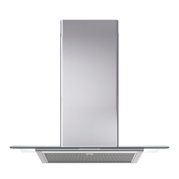 A stainless steel/glass BALANSERAD wall mounted extractor hood in the NA