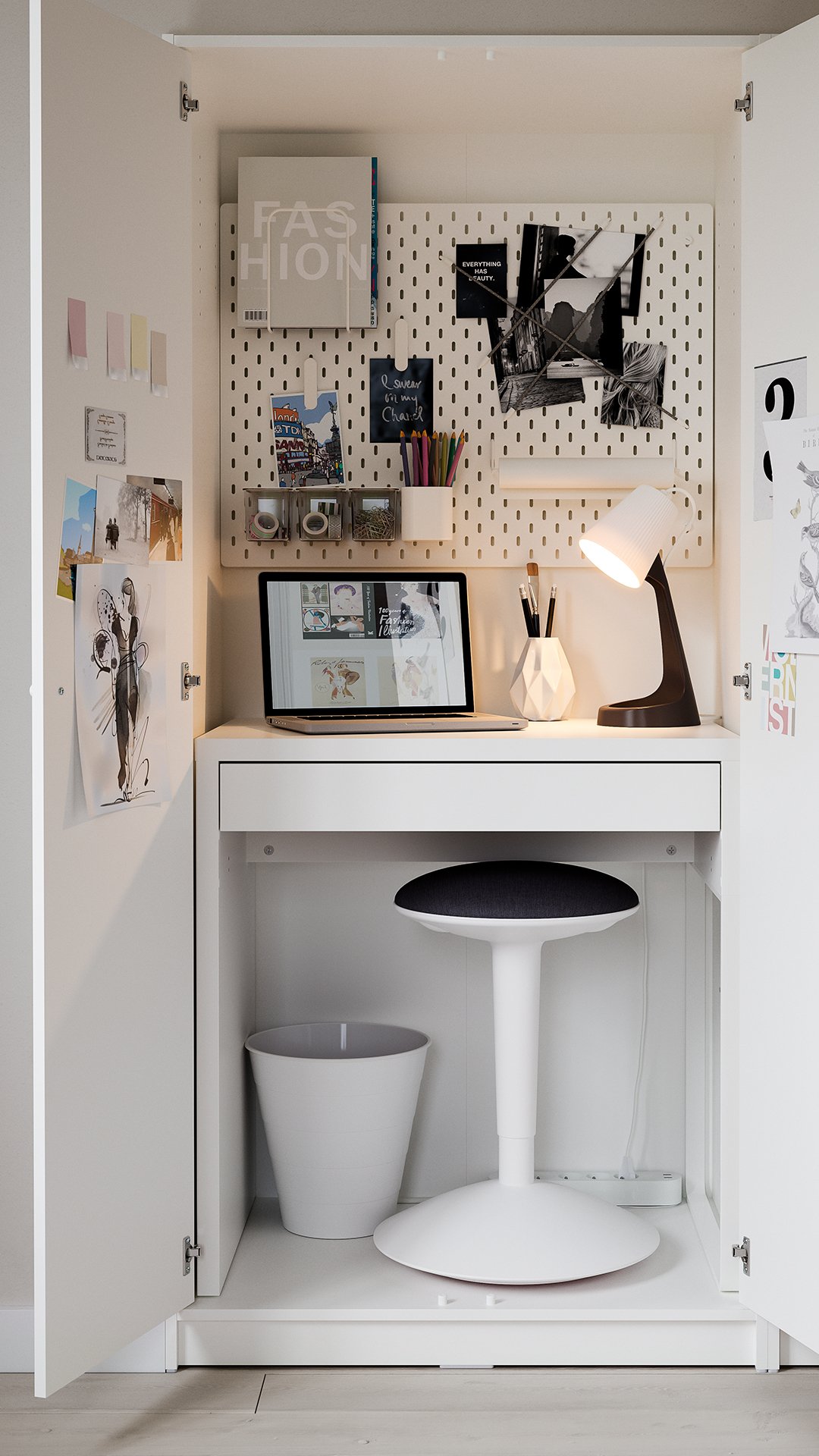 A white/Vissle dark blue NILSERIK standing support in the home office