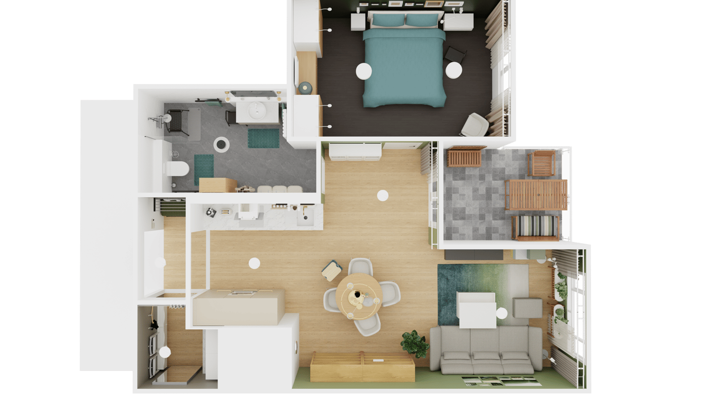 Grundriss einer Seniorenwohnung in einer Wohnanlage für ältere Menschen