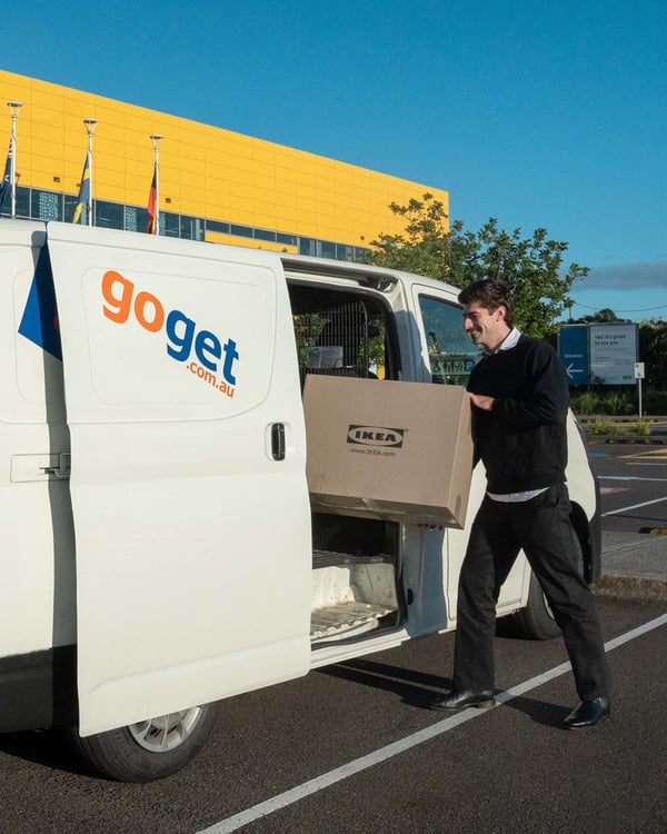 Customer loading GoGet van at IKEA Store