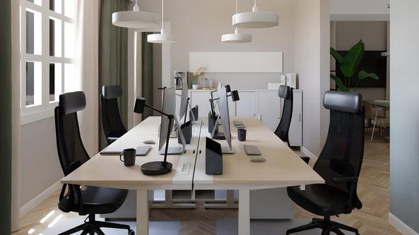 Wizualizacja 3D wnętrza biznesowego zaprojektowana przez  projektantów wnętrz IKEA.