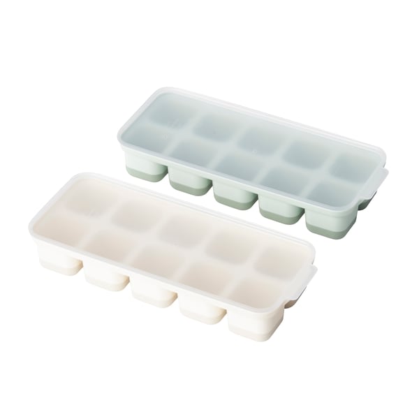 A mixed colours SPJUTROCKA ice cube tray with lid in the NA