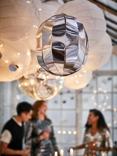 A chrome effect FRÖJDA hanging decoration