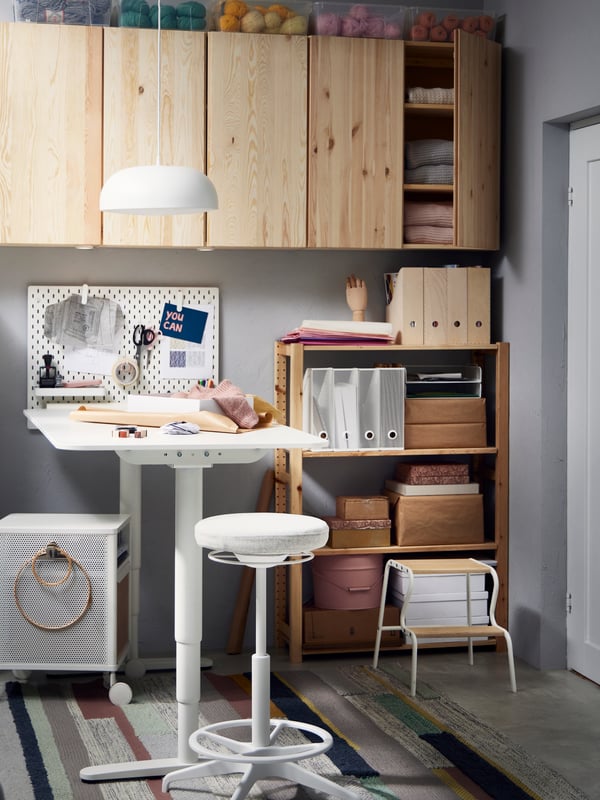 A pine IVAR shelving unit