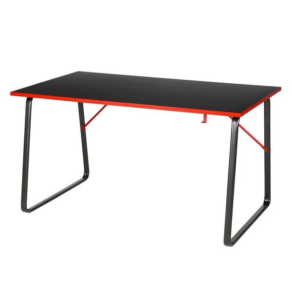 A black HUVUDSPELARE gaming desk