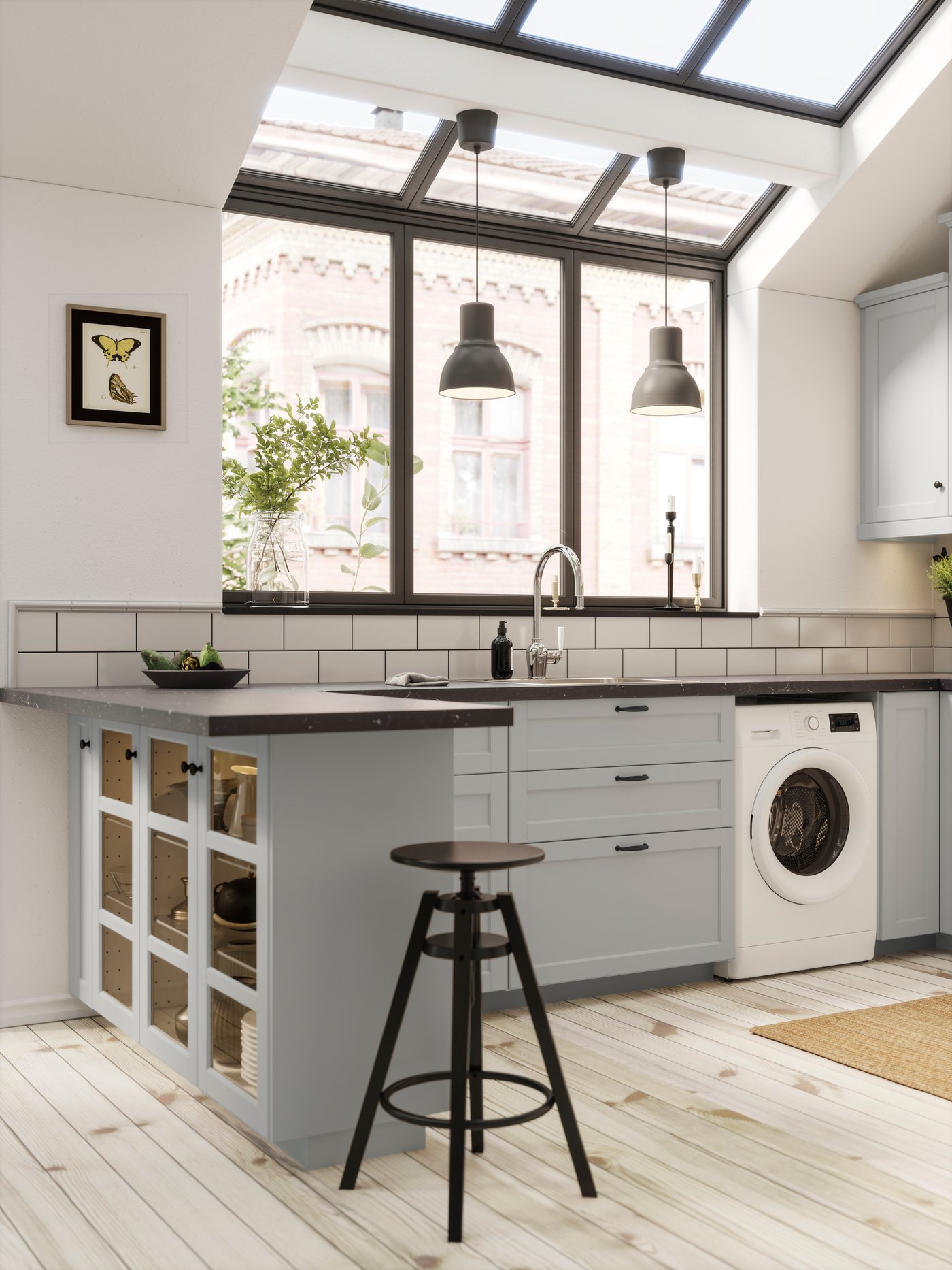 A light grey LERHYTTAN drawer front