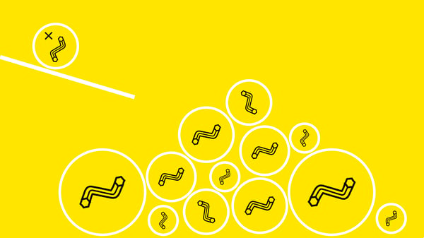 Nine black Allen key symbols in a white circle on a yellow square background.