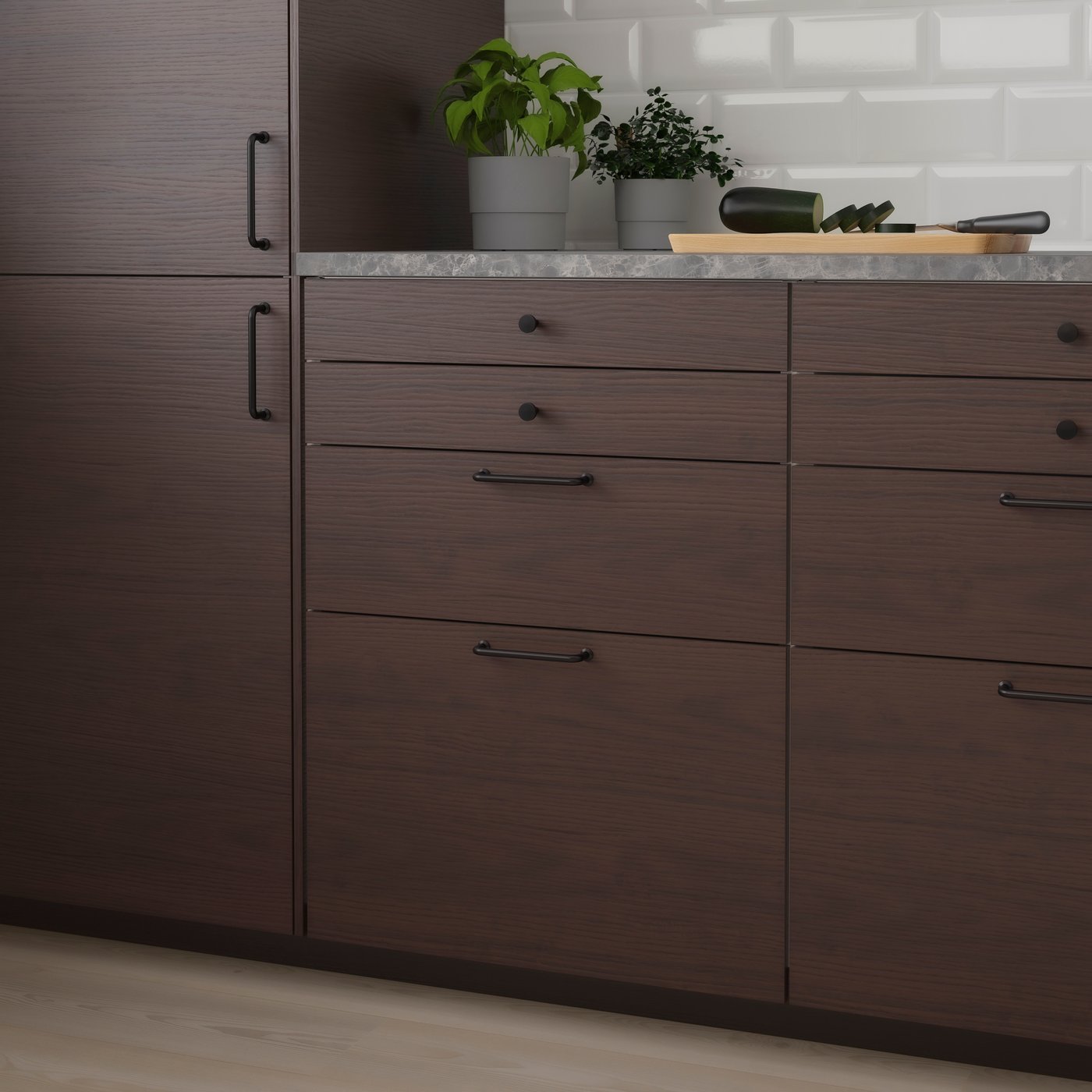 A dark brown ash effect ASKERSUND drawer front