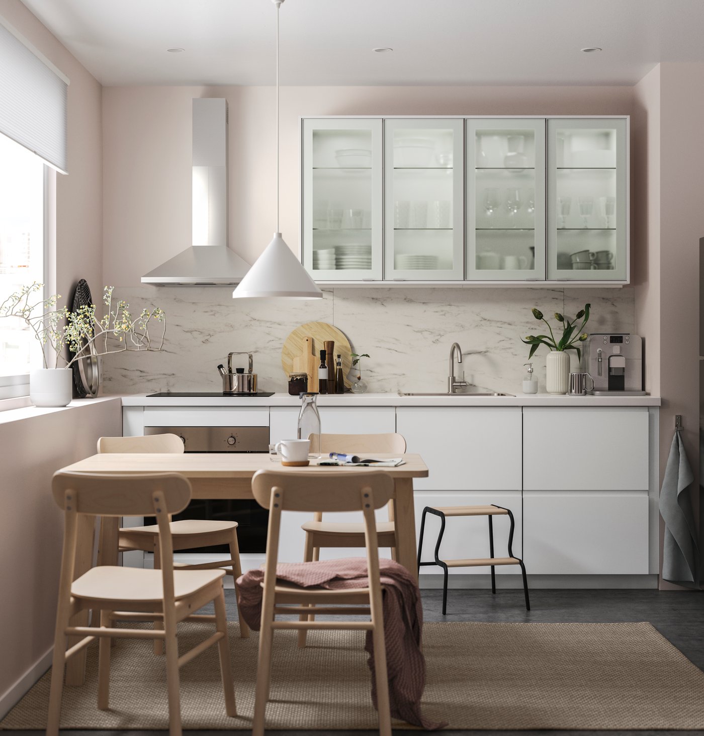 A frosted glass/aluminium JUTIS glass door in the kitchen