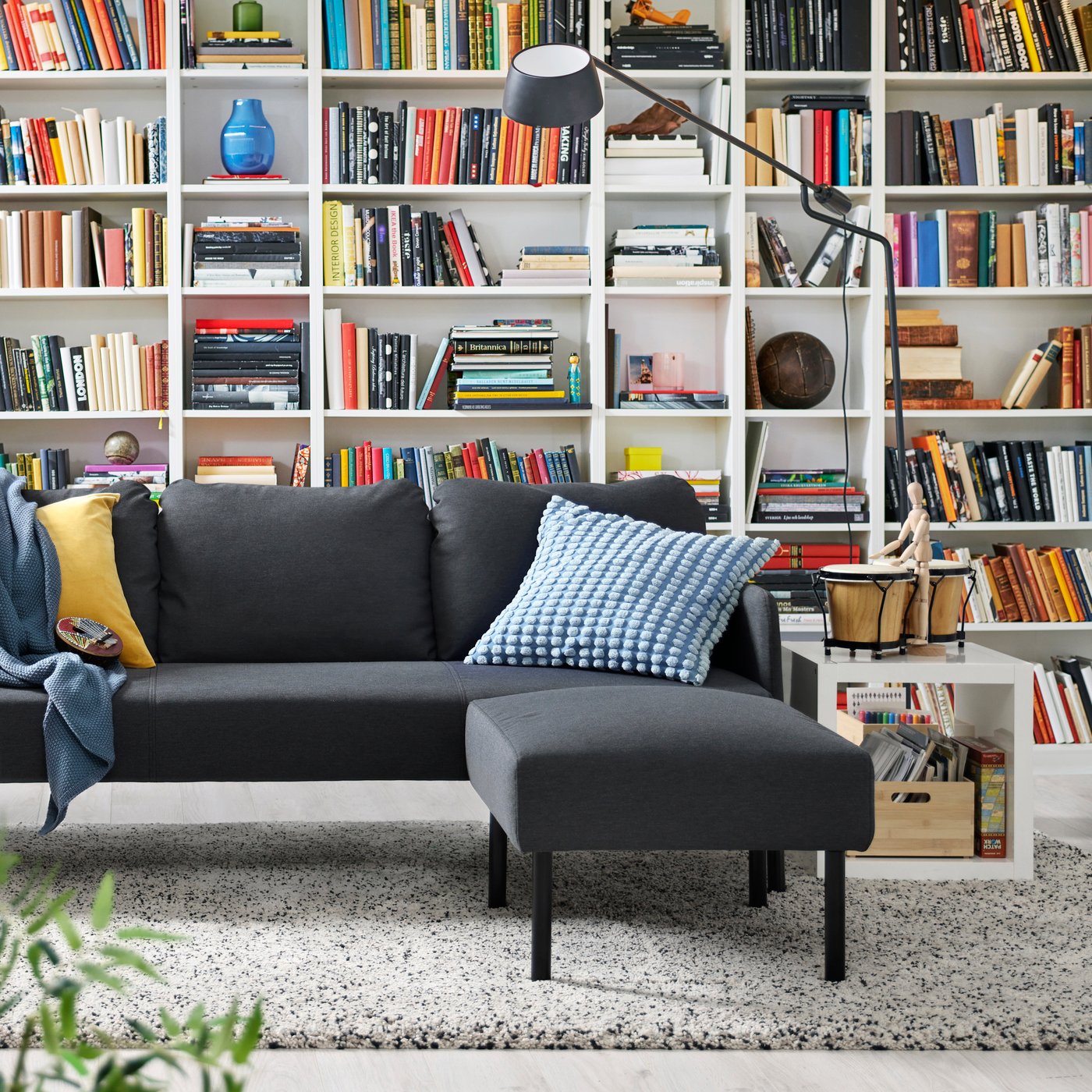 A Knisa dark grey GLOSTAD 3-seat sofa with chaise longue