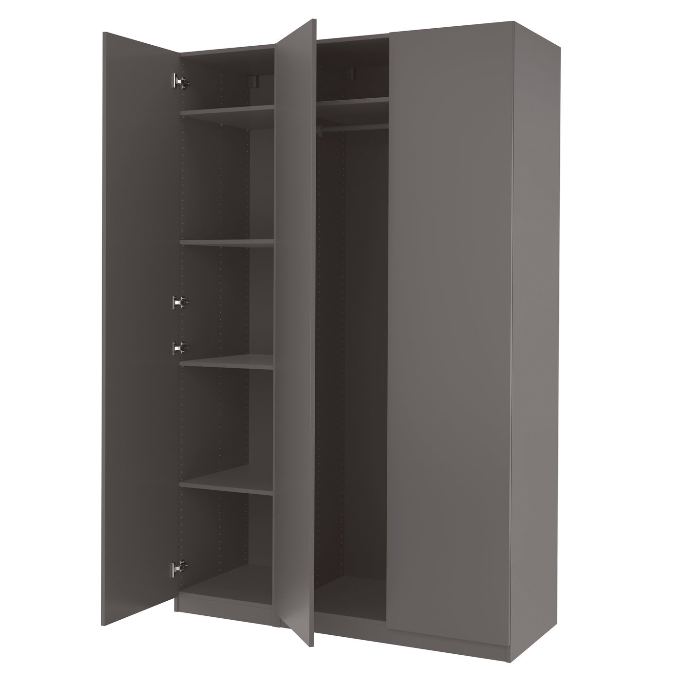 A dark grey/dark grey PAX wardrobe combination in the NA