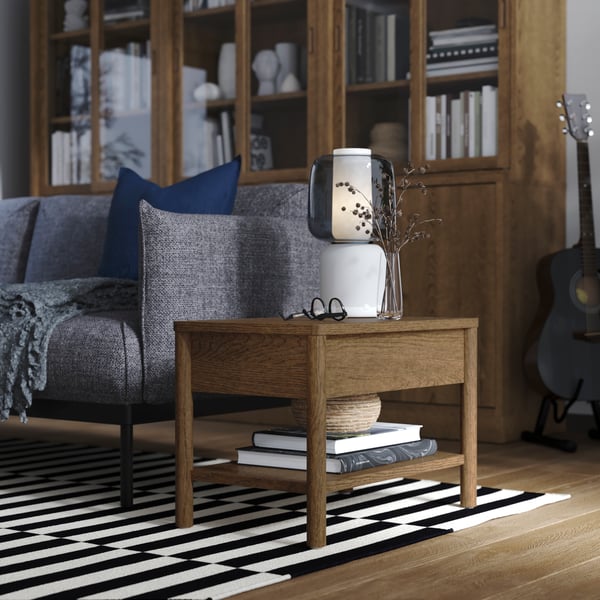A brown stained oak veneer TONSTAD side table