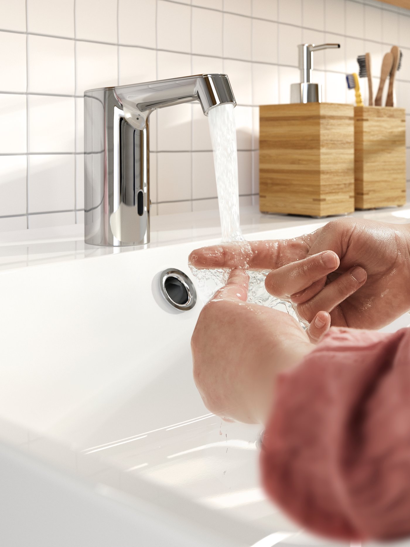 A white BACKSJÖN double wash-basin