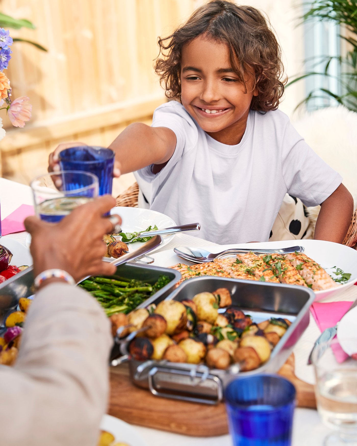 A boy making a toast