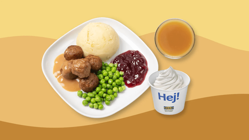 Polpette VegeTali e Quali o di carne con purè di patate e piselli, succo, a scelta gelato o polpa di frutta