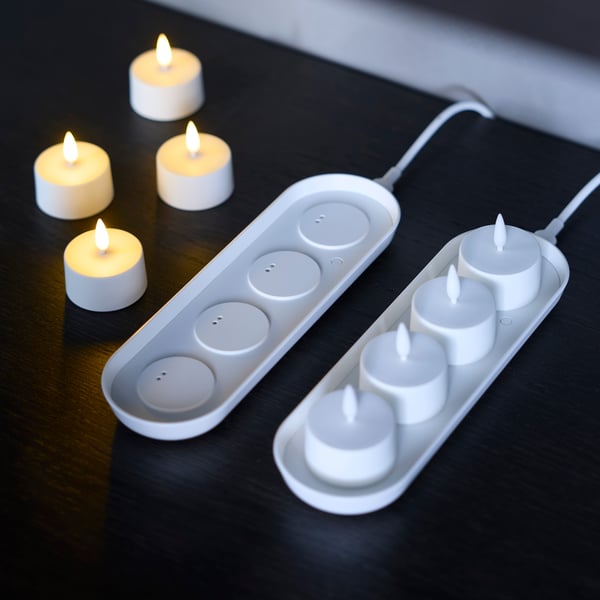 A with charging tray white SKATGÅS LED tealight kit