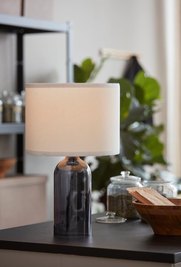 TONVIS Lampa stołowa, przyciemniony szkło/biały, 52 cm