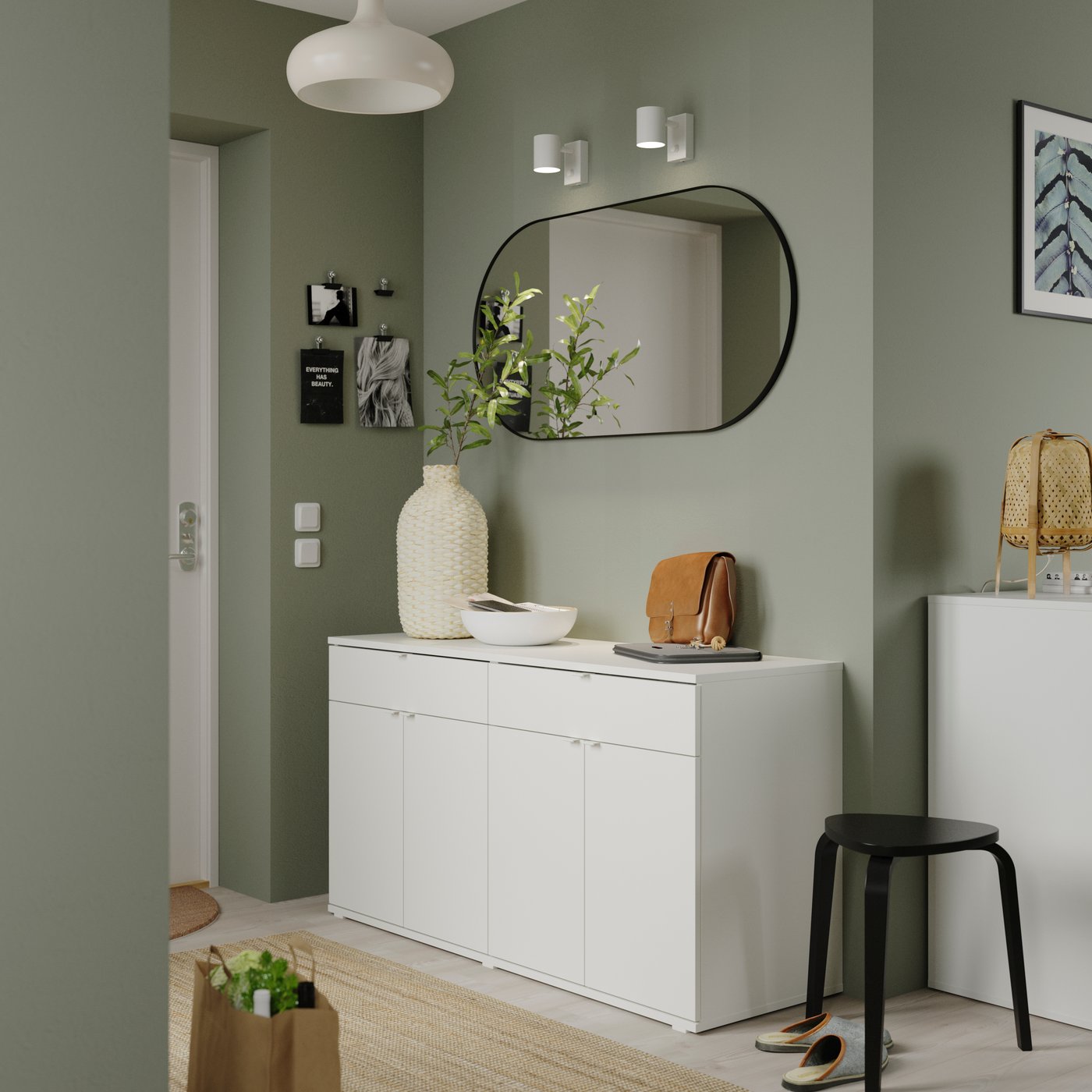 Aparador VIHALS en color blanco, de 140 × 37 × 75 cm, pensado para almacenamiento y organización del hogar.