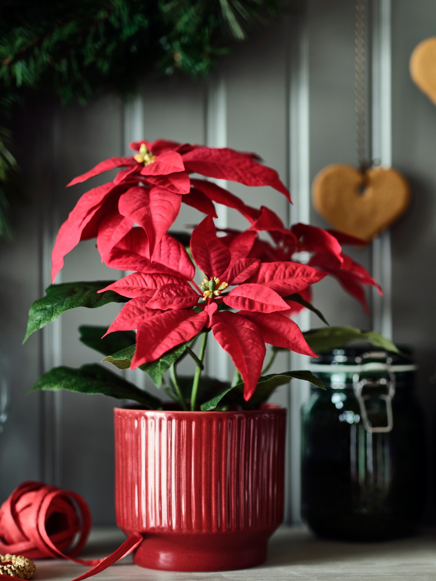 Planta artificial ponsètia vermella VINTERFINT