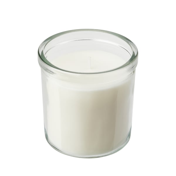 A Scandinavian Woods/white ADLAD scented candle in glass
