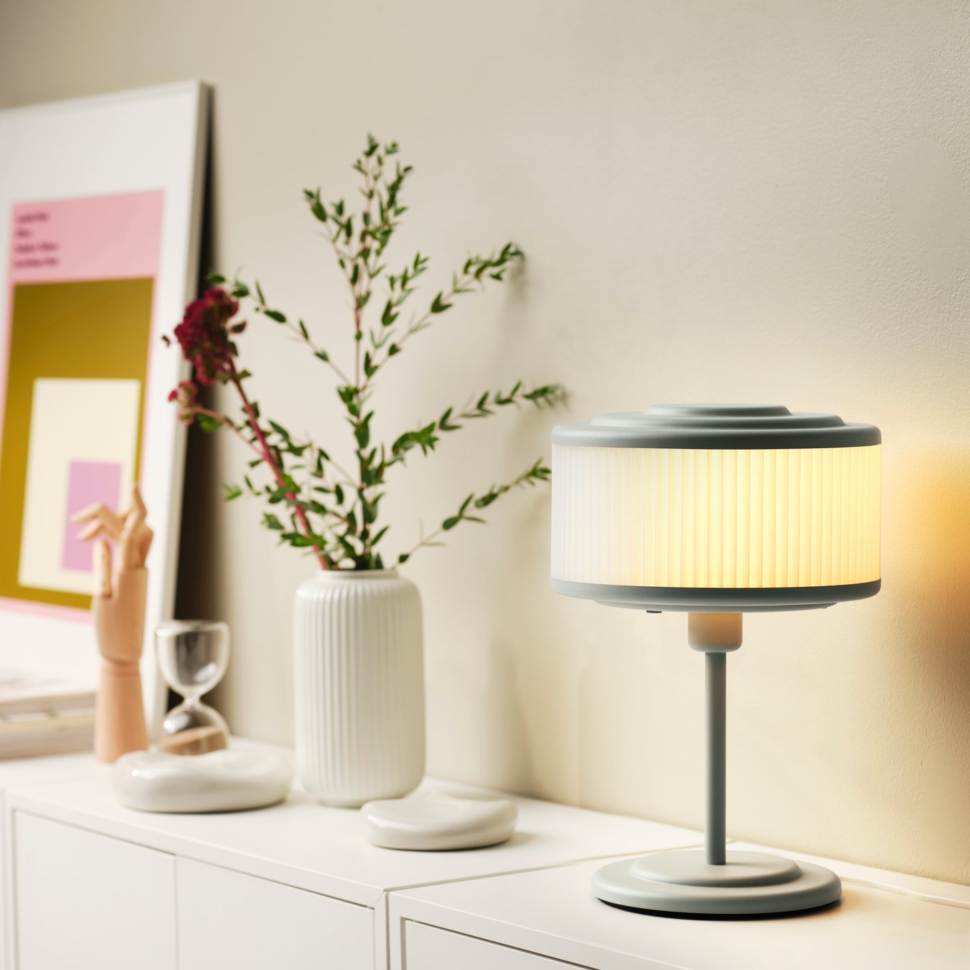 A grey-green REMTÅNG table lamp