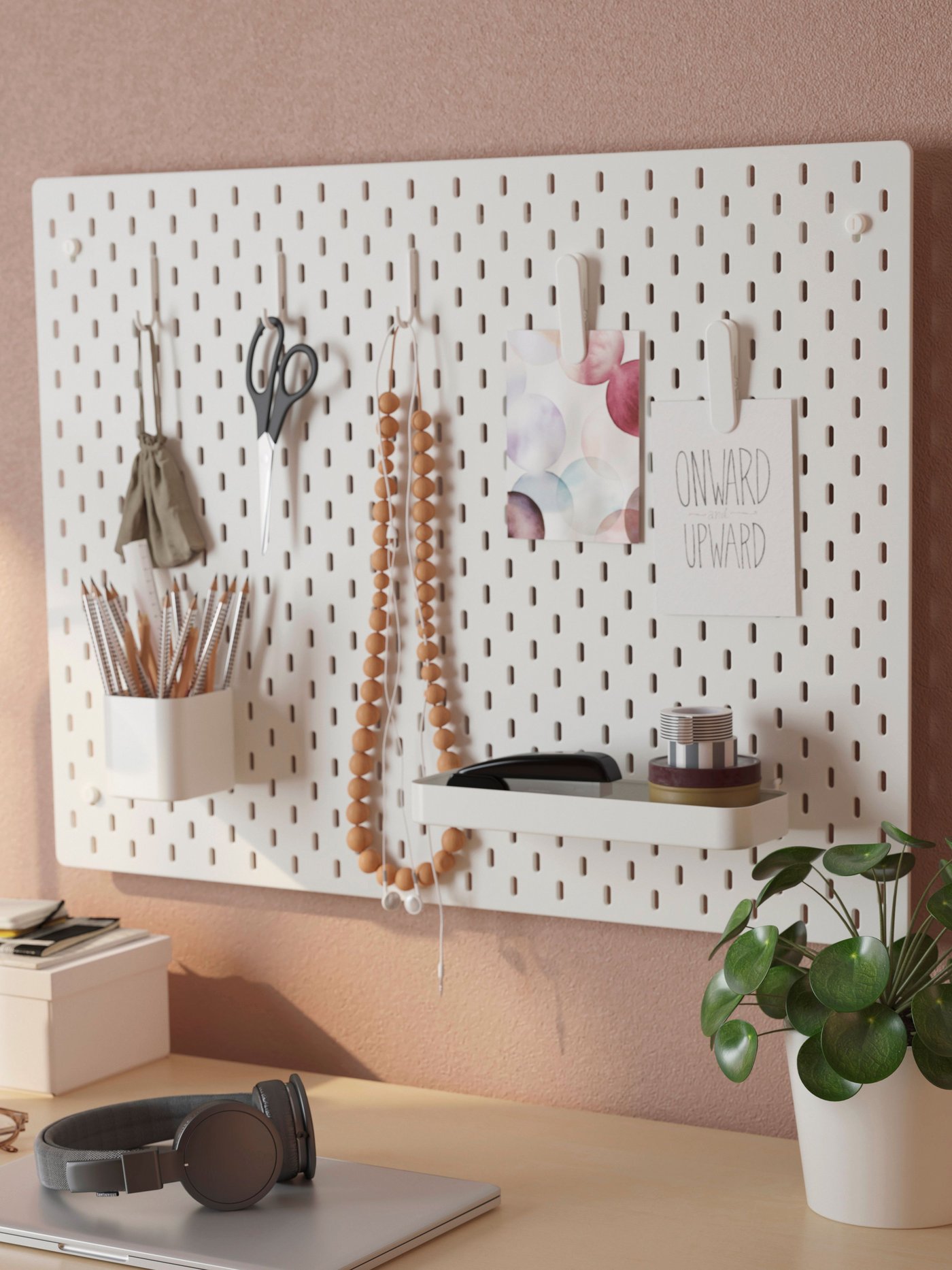 A white SKÅDIS 7-piece accessories set