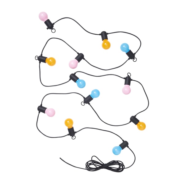An outdoor/multicolour SOMMARLÅNKE LED lighting chain with 12 bulbs