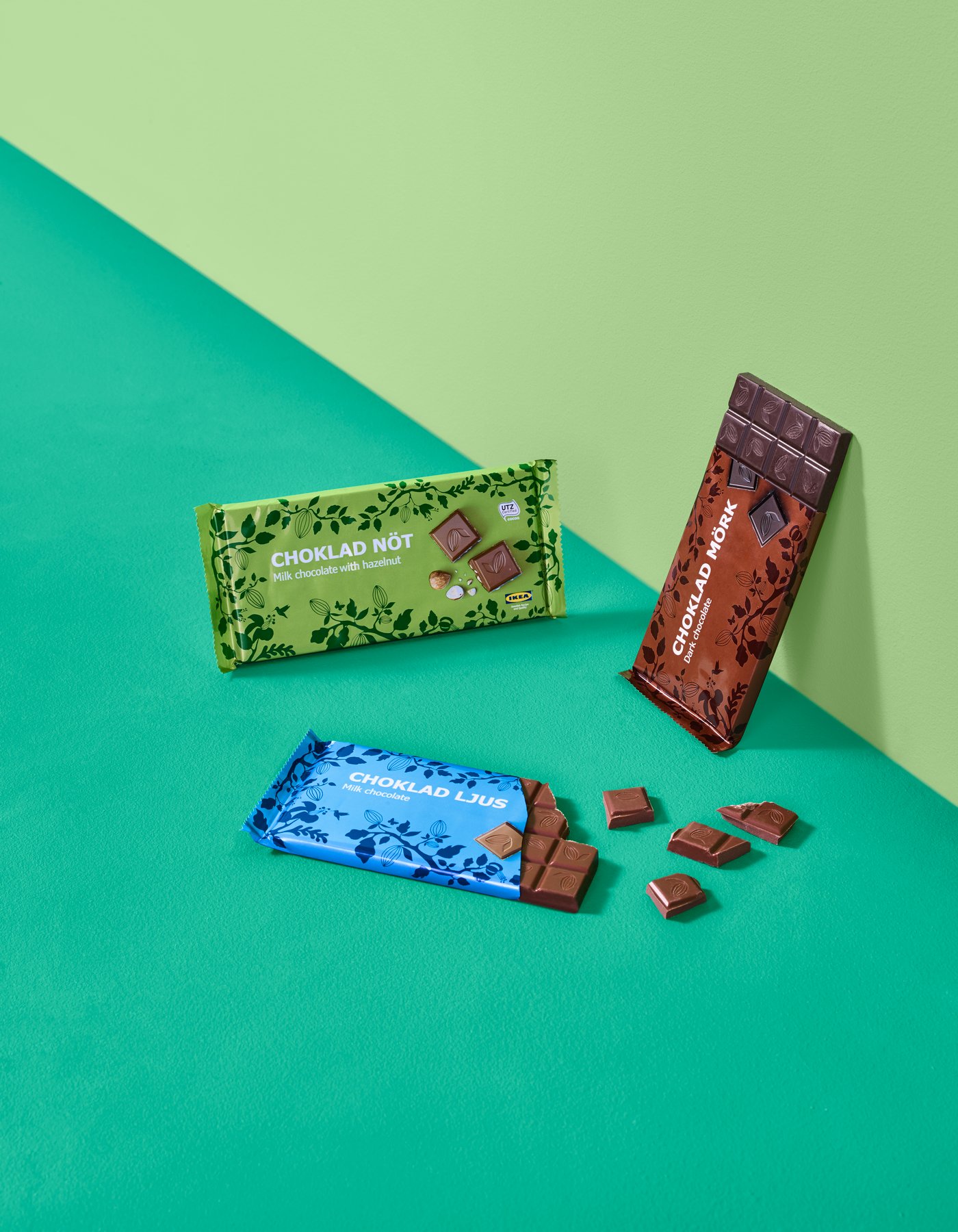 An UTZ certified CHOKLAD LJUS milk chocolate bar