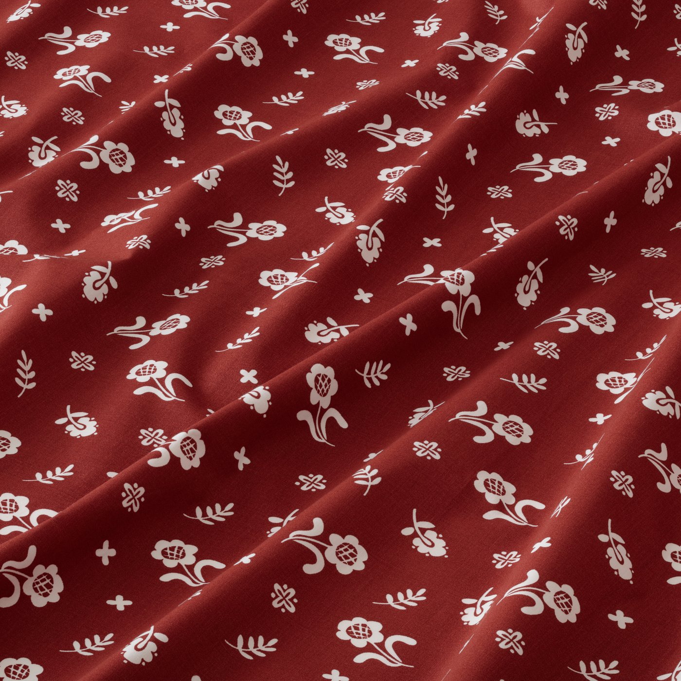 A red/floral pattern TÅGSÄCKMAL flat sheet and pillowcase
