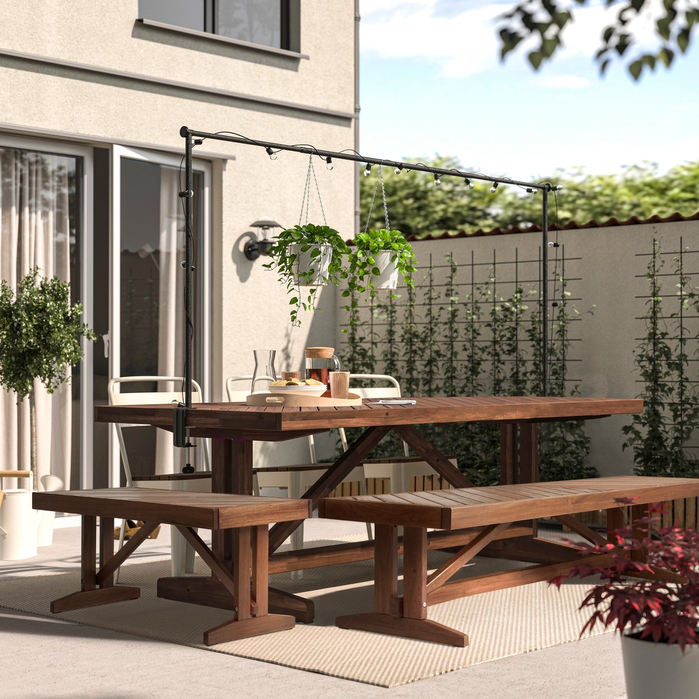 An acacia NORRMANSÖ bench, outdoor