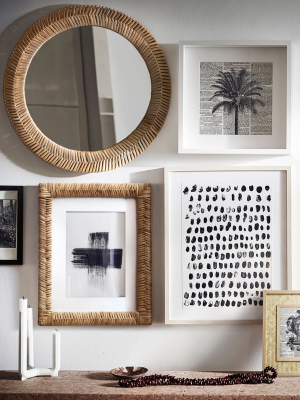 A rattan KAFFETRÄD mirror