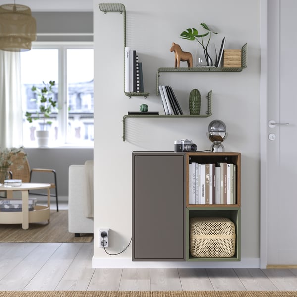 A grey-green SVENSHULT wall shelf