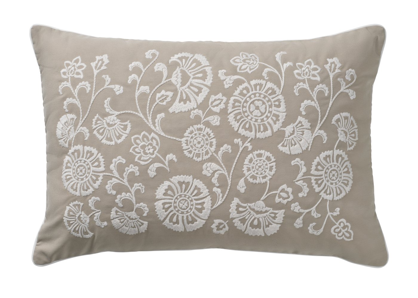 IKEA MURSENAP kudde, beige vit/broderi, 40x58 cm