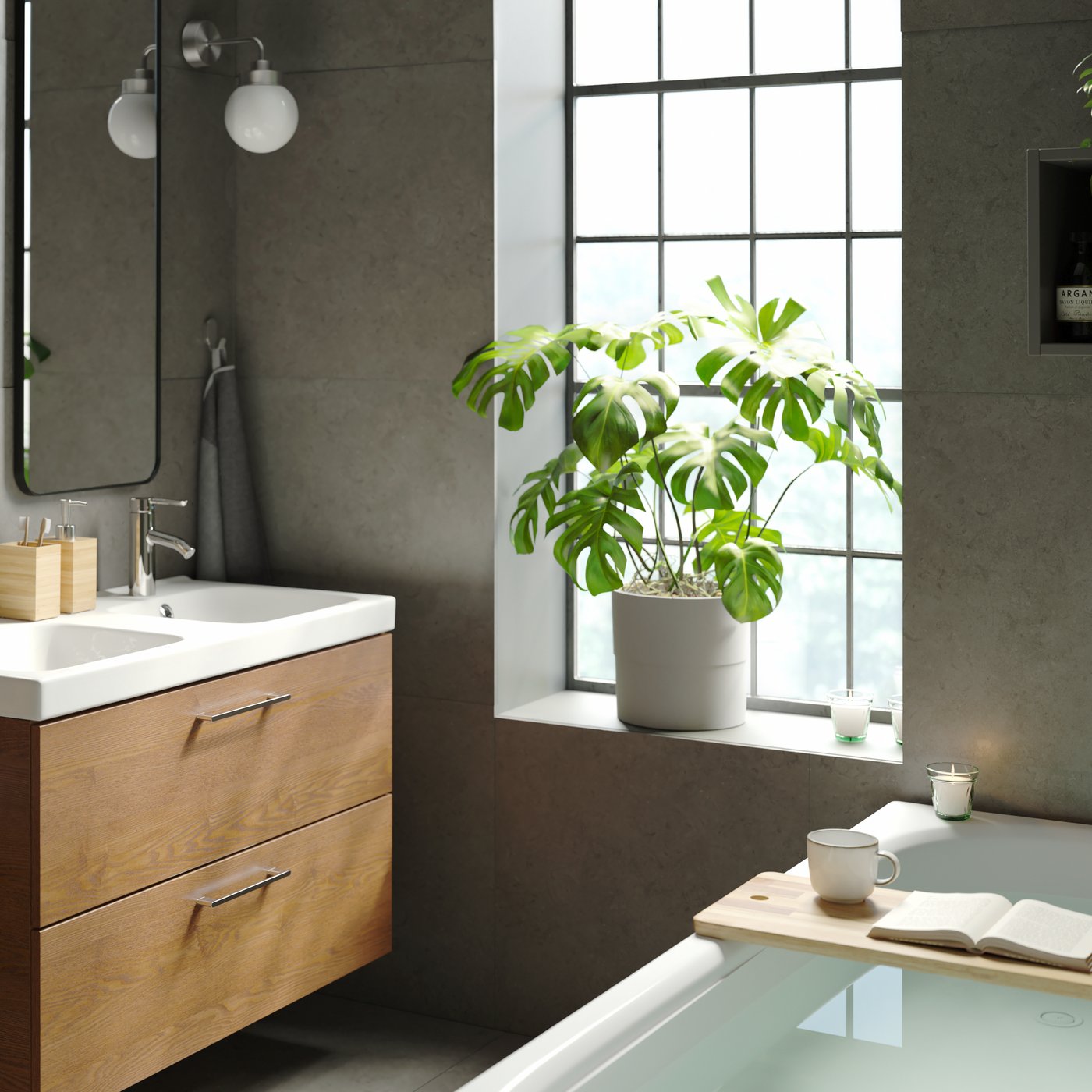 A grey ROCKÅN bath robe
