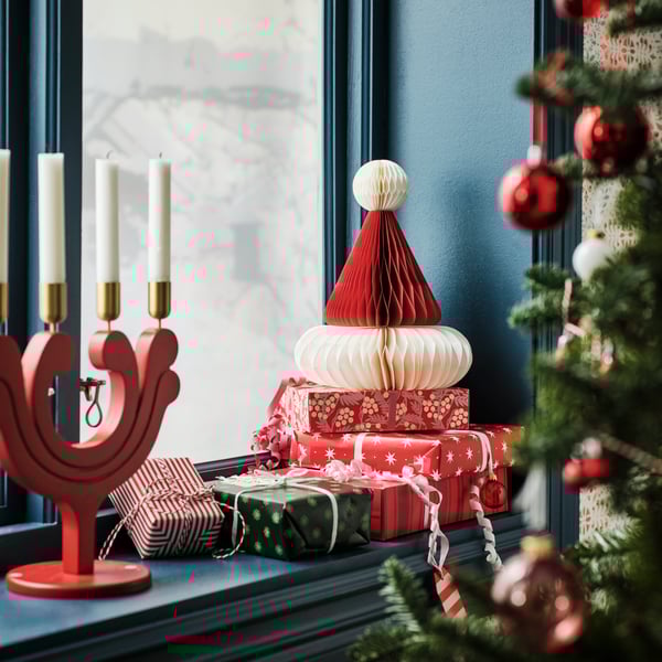 A Santa Claus hat red/white VINTERFINT decoration