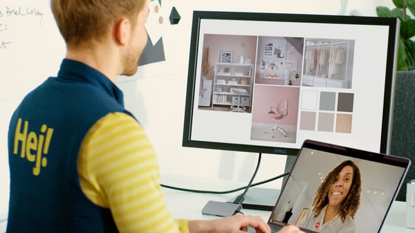 man talking to computer