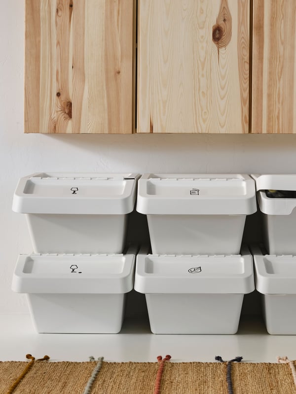 A white SORTERA waste sorting bin with lid