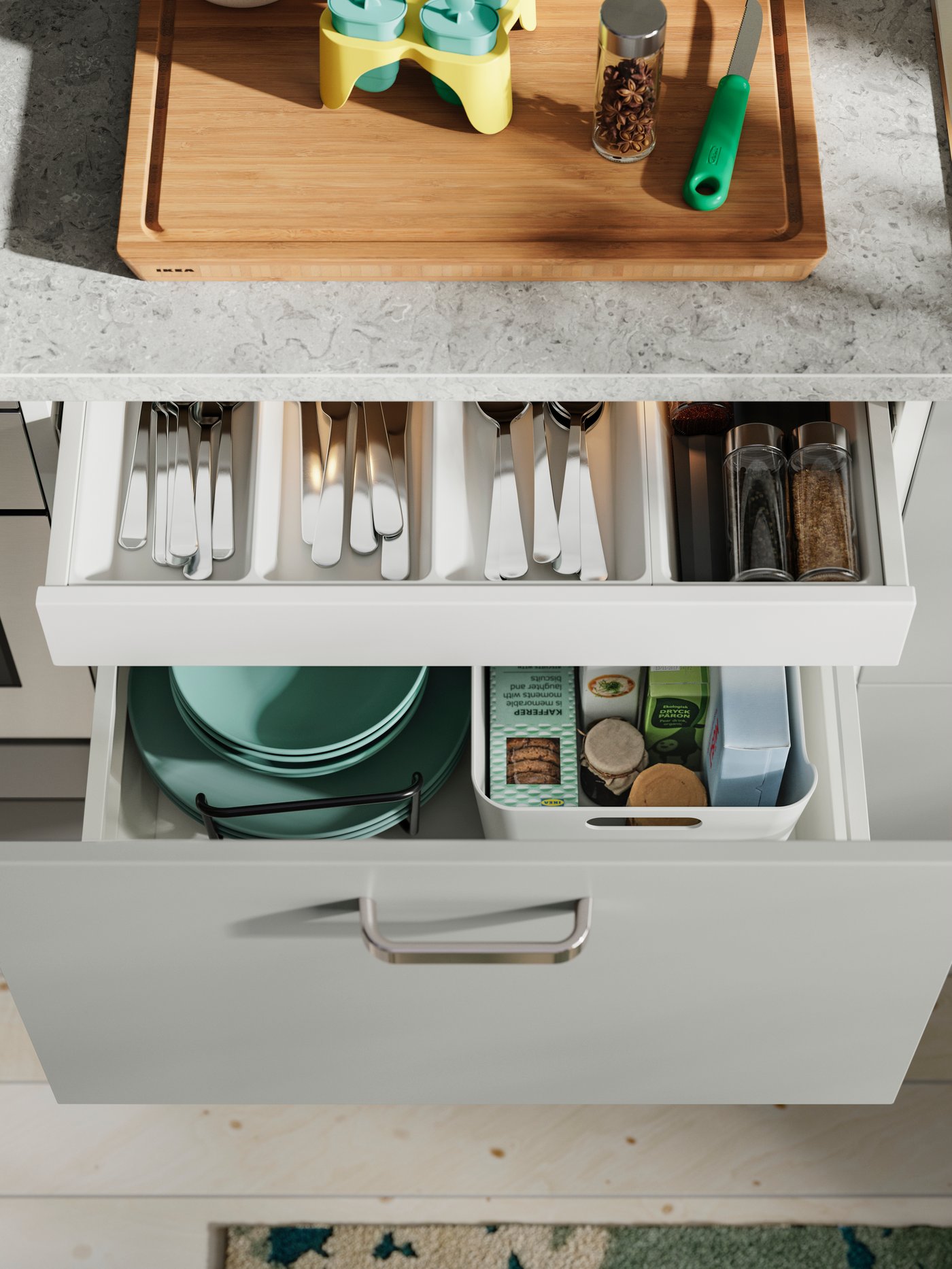 A limestone effect/laminate EKBACKEN worktop