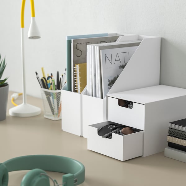 A white FJÄDERHARV mini chest with 2 drawers
