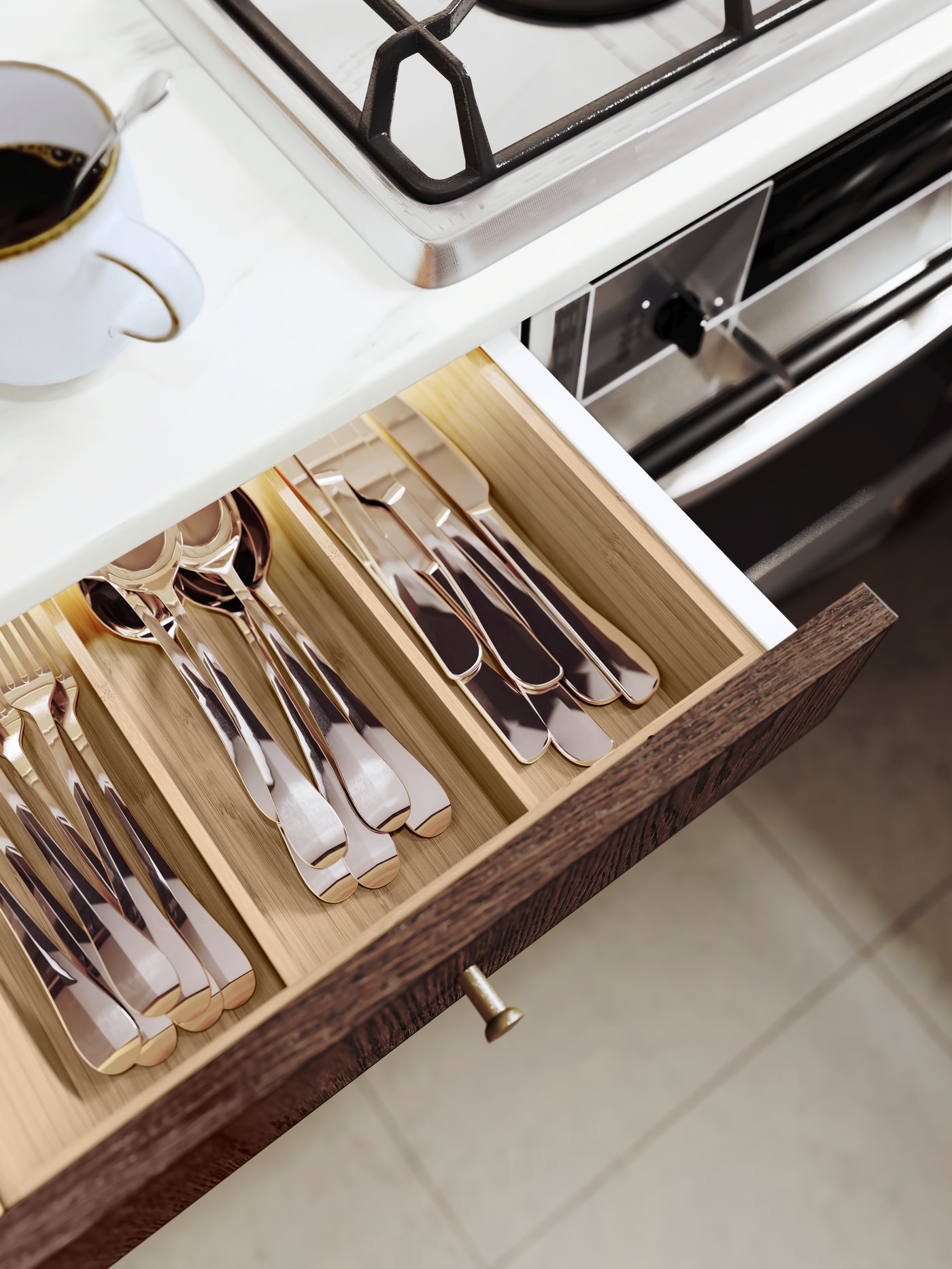 A light bamboo UPPDATERA cutlery tray