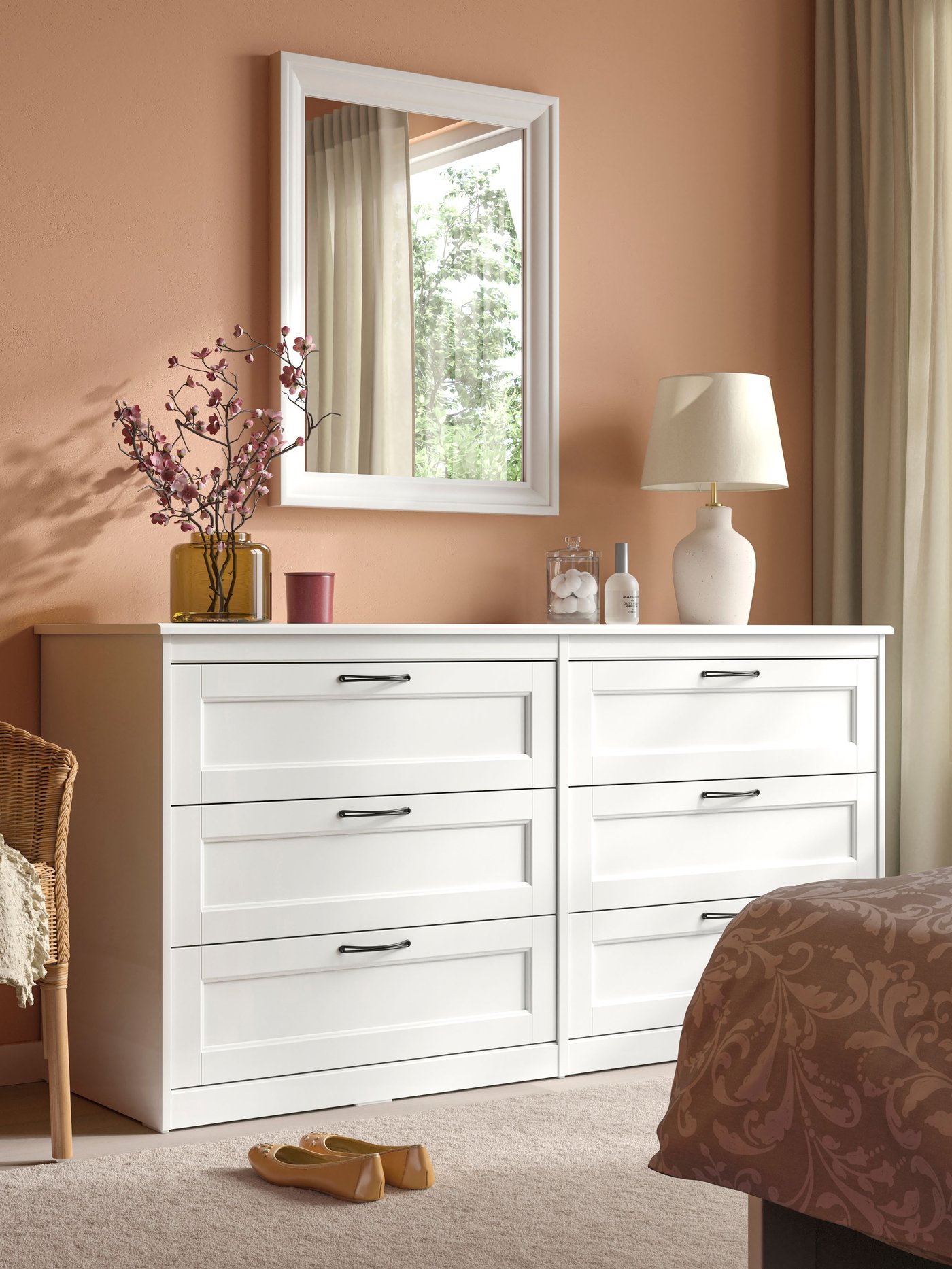 A white SONGESAND chest of 6 drawers