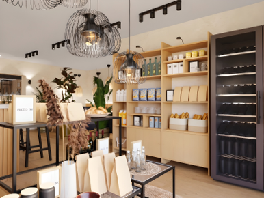 A cozy grocery store.