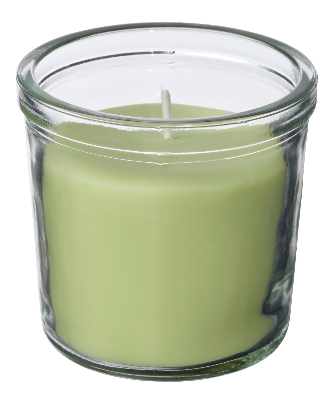 IKEA LÖVSKOGSLUND doftljus i glas, äpple/ljusgrön, 20 tim.