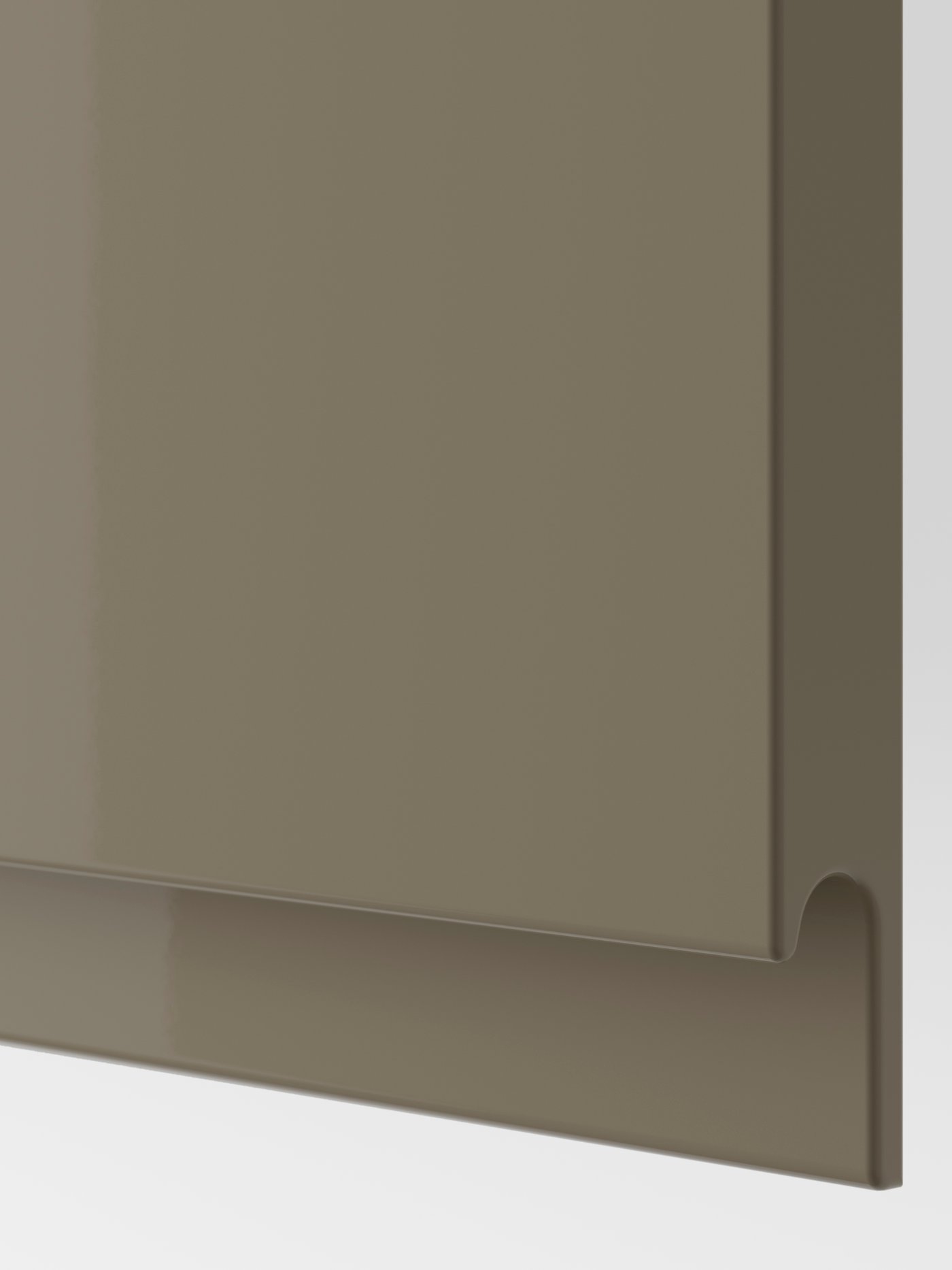 A high-gloss dark grey-brown VOXTORP door
